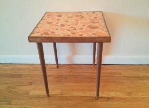orange tile side table