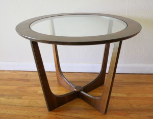 mcm glass insert round side table 1