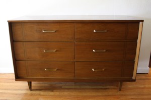 mcm low parquet dresser brass handles 1