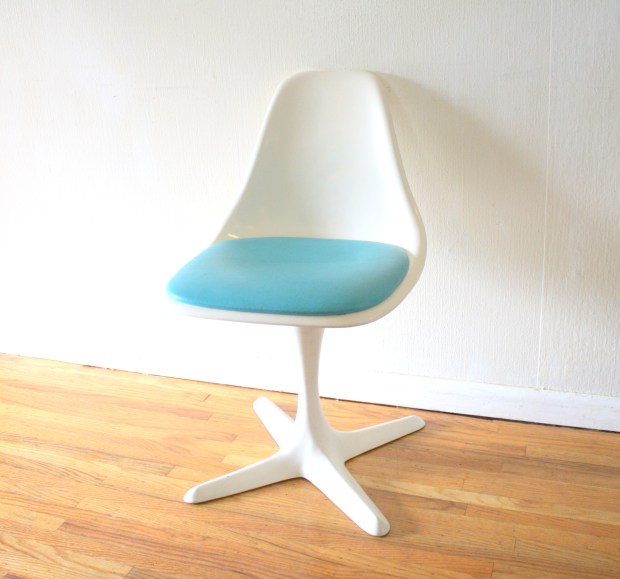mcm shell chair blue cushion