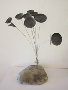 Brutalist flower chime sculpture 1
