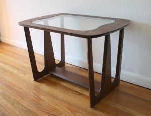 mcm glass topped angle table 1