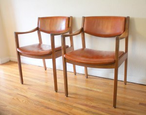 Gunlocke orange chair pair 1