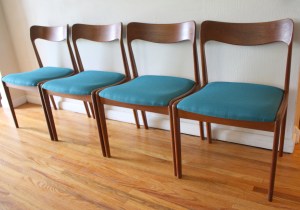 mcm teak dining chair set 1