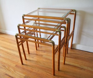 mcm brass and wood nesting tables 1