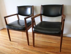 mcm black arm chair pair 1