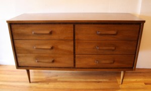 Bassett low dresser credenza w parquet and wood handles 1