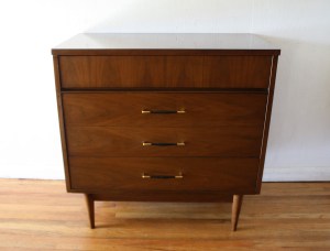 mcm bachelor dresser with brass accented handles 1