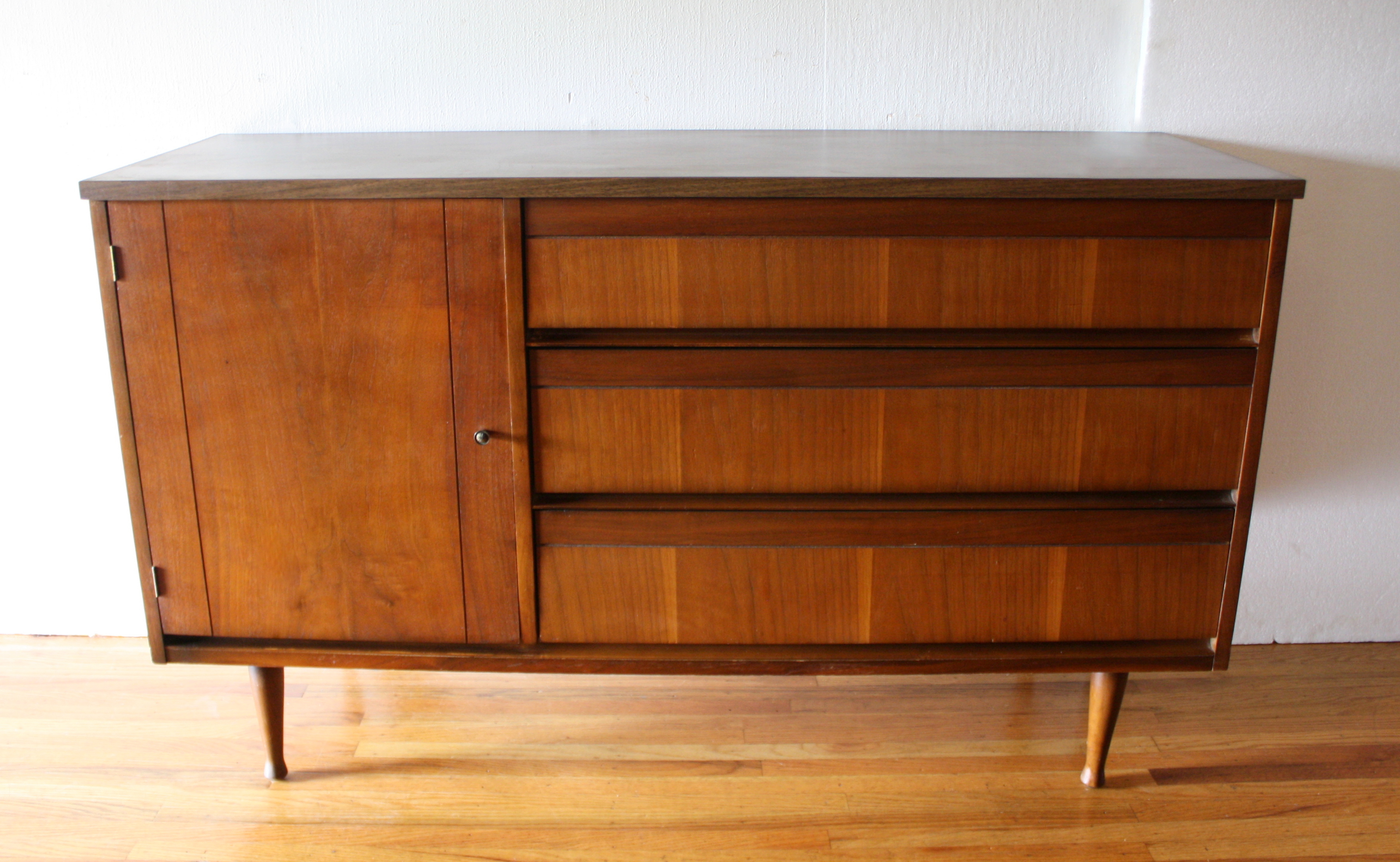mcm credenza with parquet design left side cabinet 1