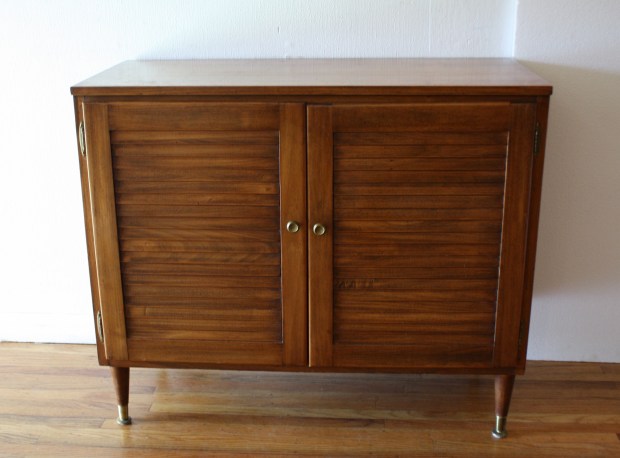 mcm louvered door cabinet with record storage 1