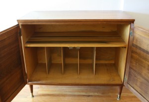 mcm louvered door cabinet with record storage 2