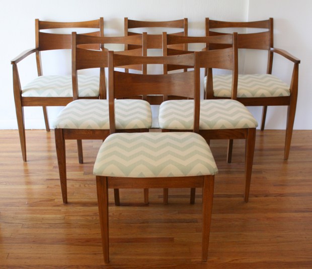 mcm dining chair set of 6 with aqua chevron 1