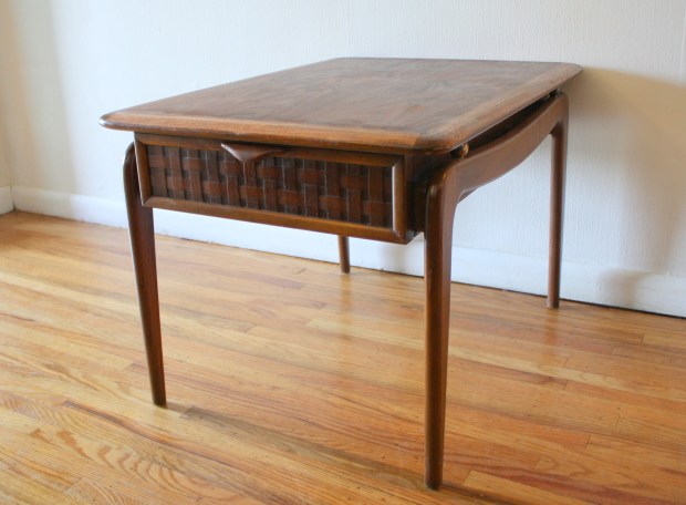 Lane perception side table wit basket weave drawer 1