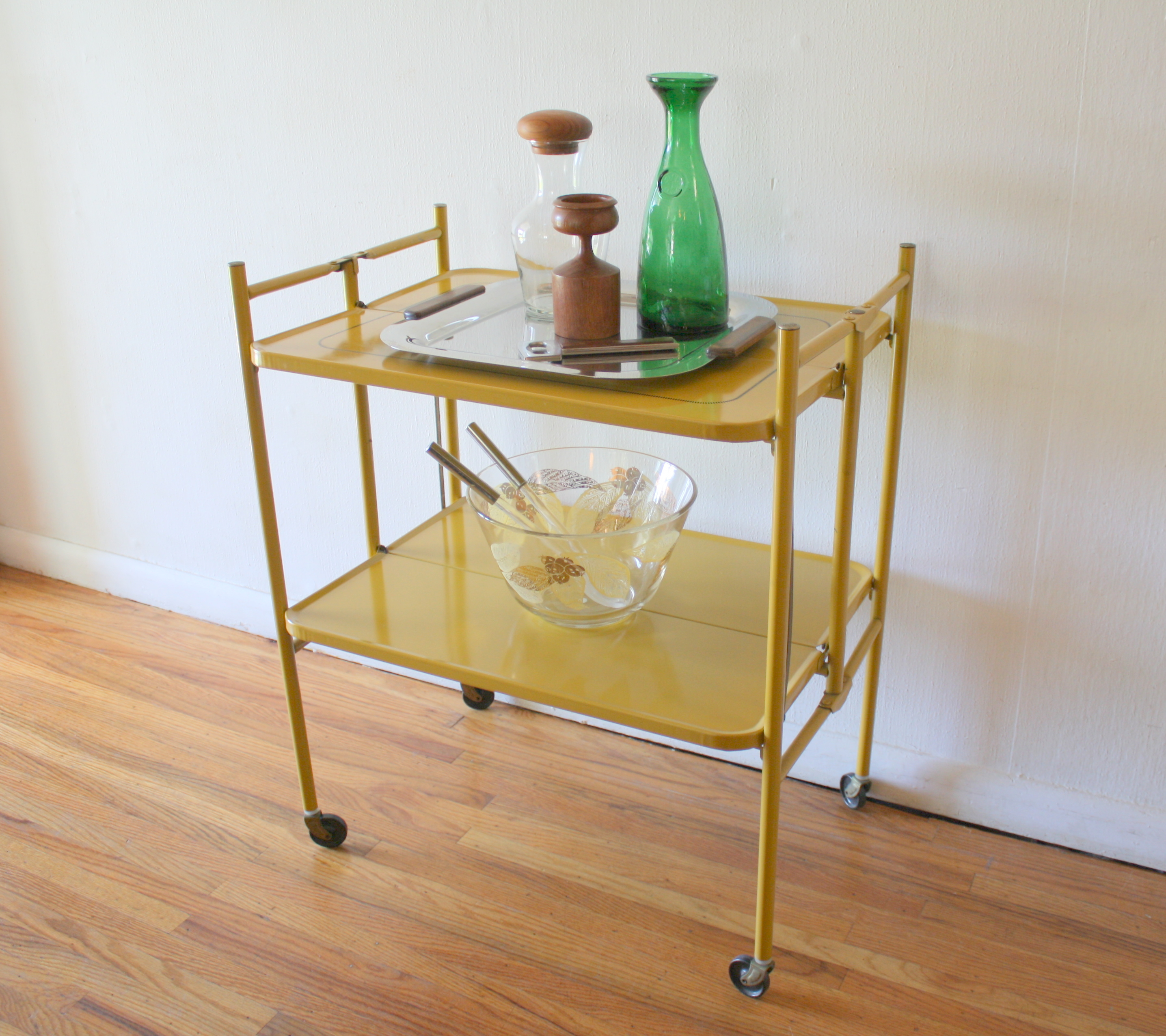 mcm yellow folding bar serving cart 4
