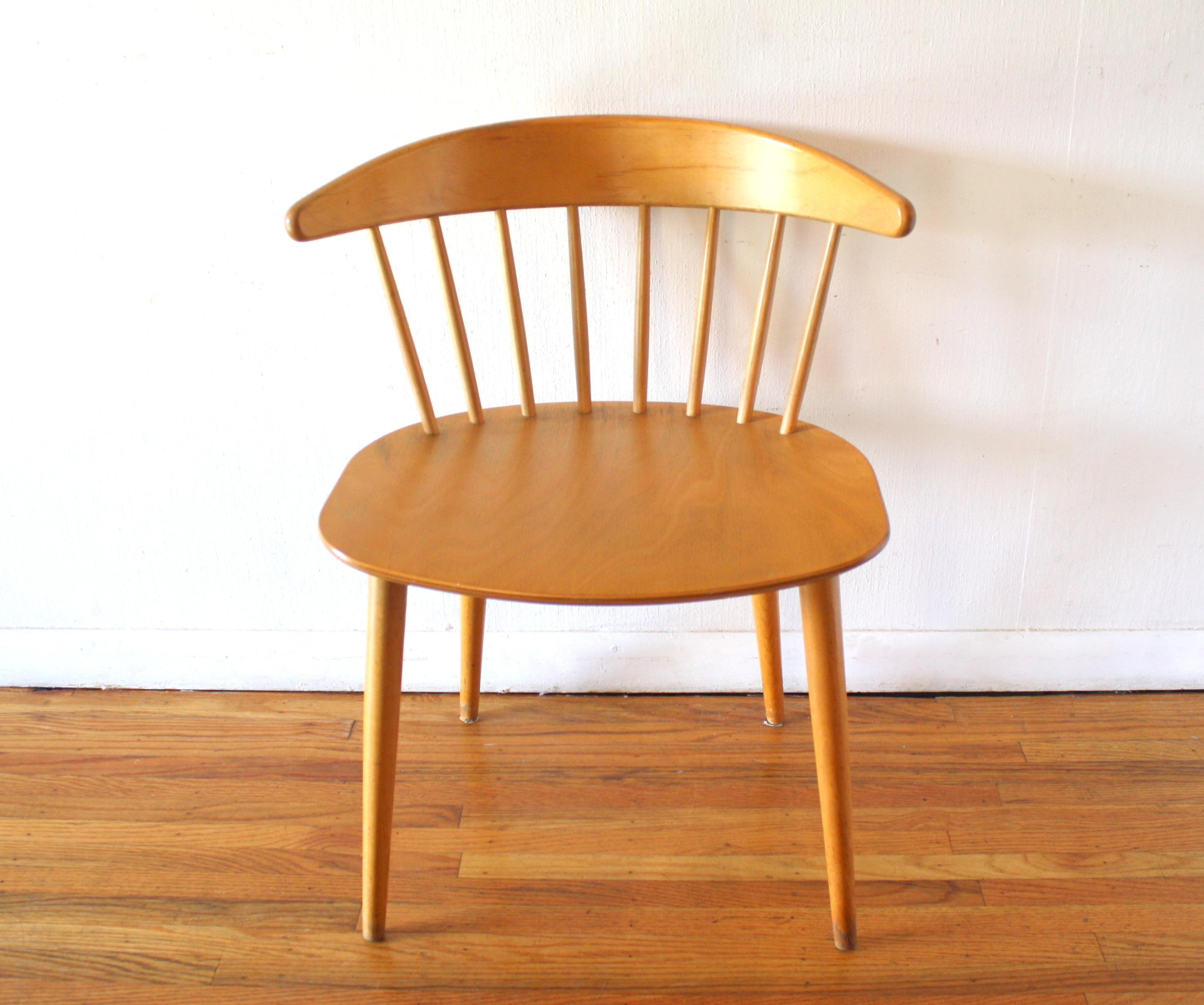mcm danish blond spindle back chair 1
