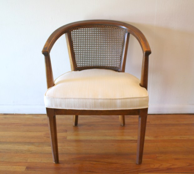 mcm white cream tweed rattan chair 1