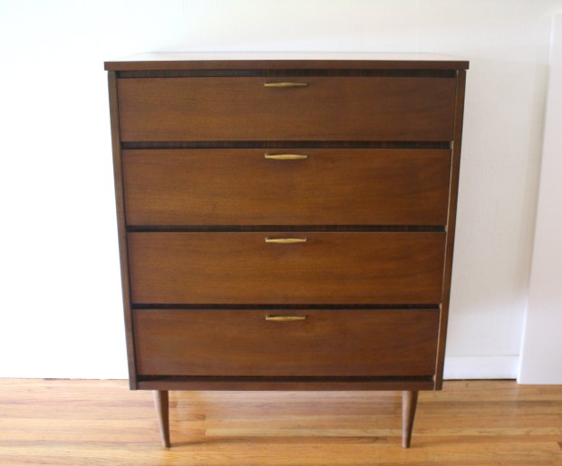 Bassett tall dresser with brass handles 1