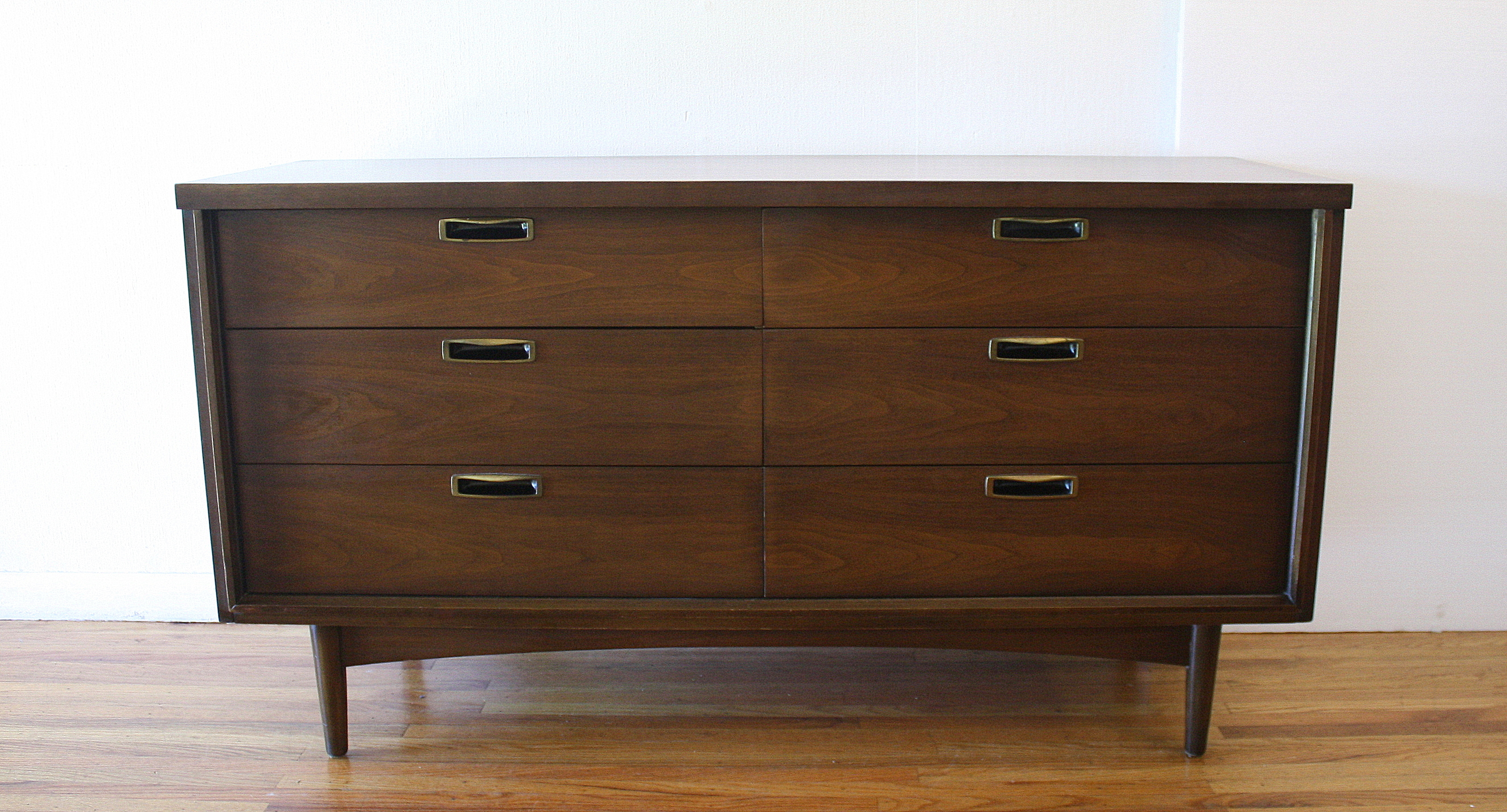 mcm matching low dresser credenza with brass handles 1