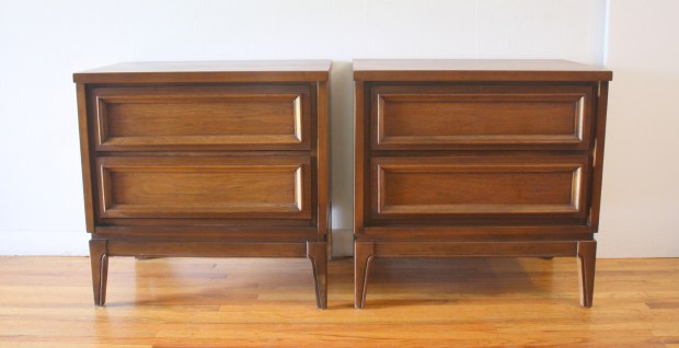 mcm pair walnut nightstands 1