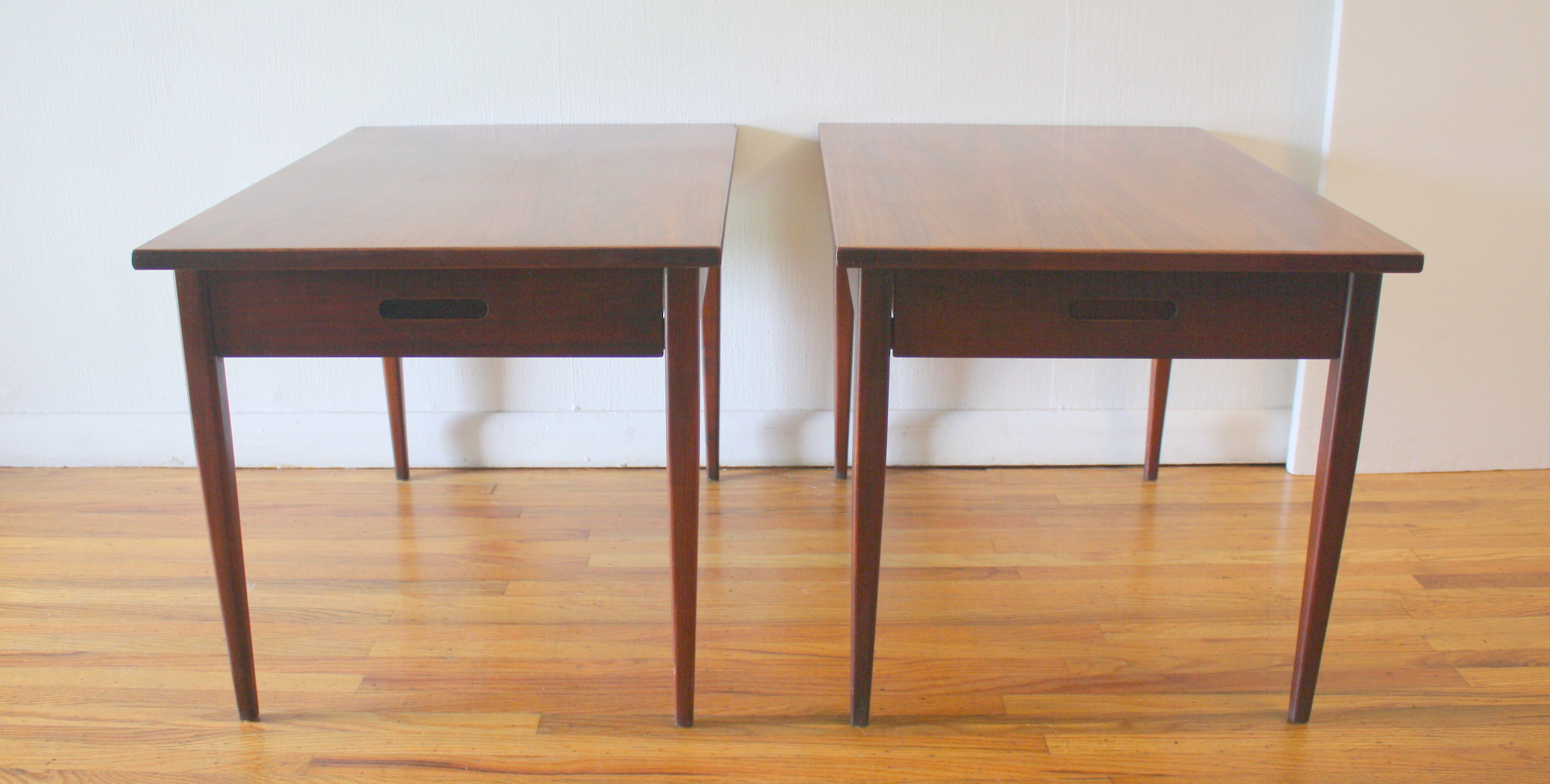 mcm pair of carved handle nightstands 1