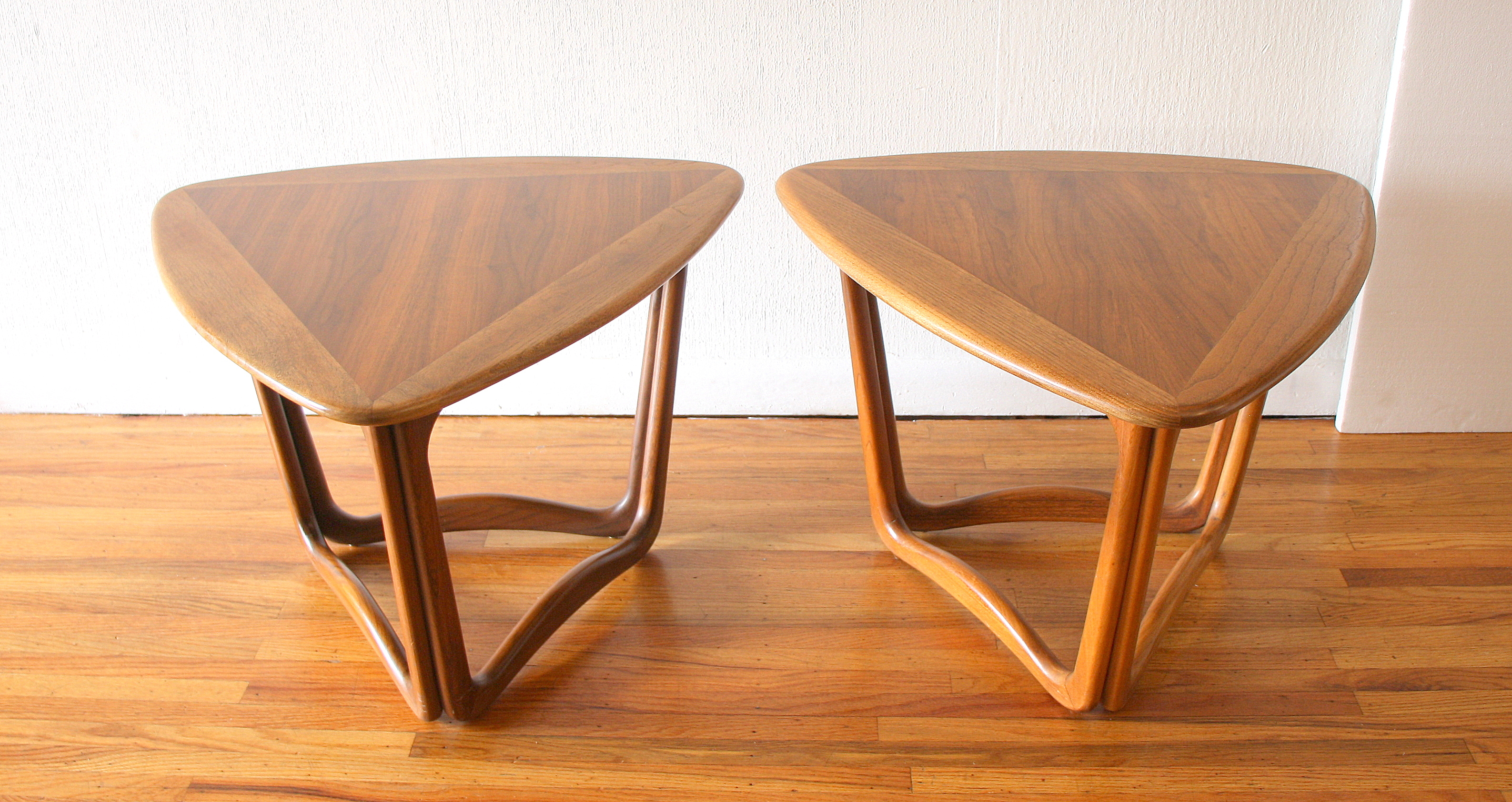 Pair of Lane triangle guitar pic side end tables 1.JPG