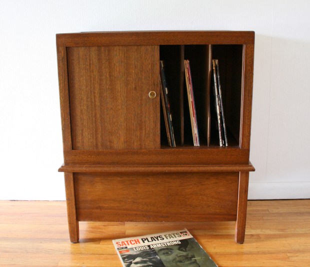 Mcm record cabinet with sliding doors 7