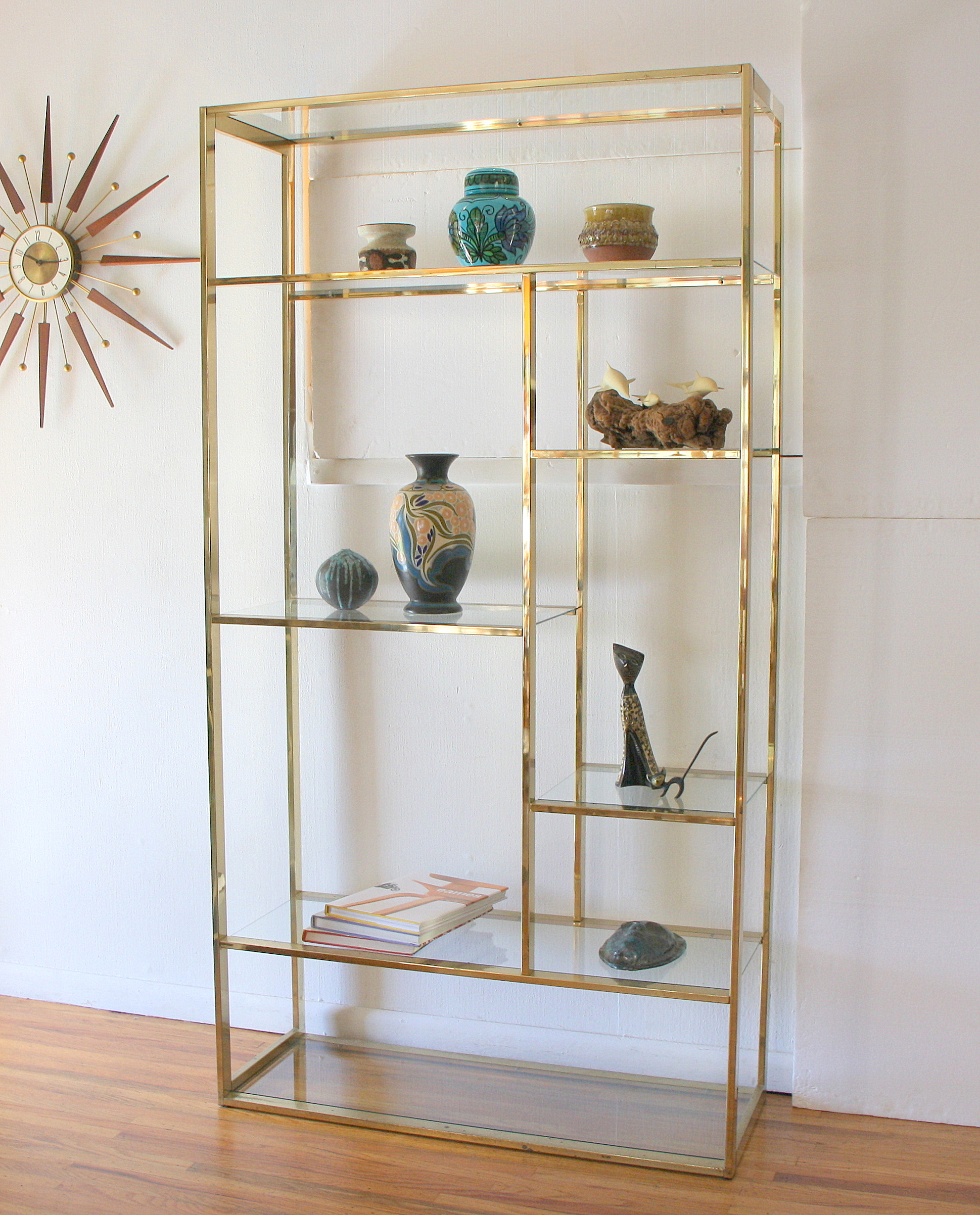 Mcm Brass and glass shelving unit 1.JPG
