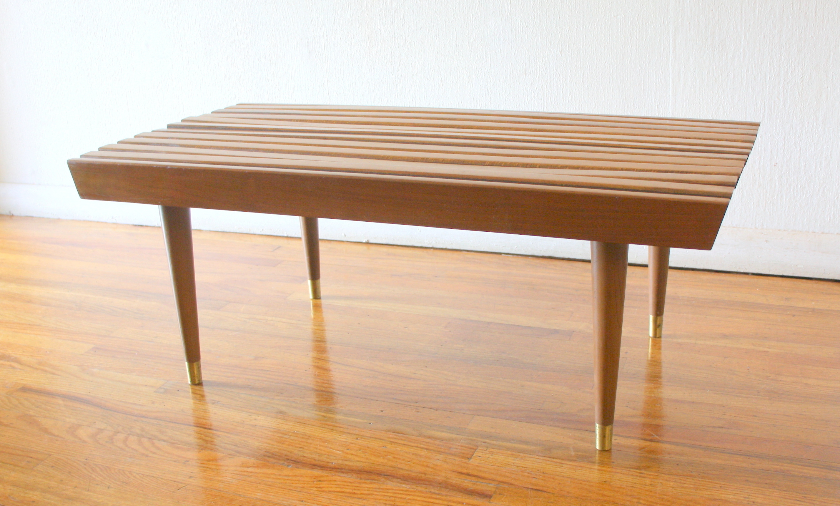 Mid Bench Table Mid Century Modern Slatted Table Bench | Picked Vintage